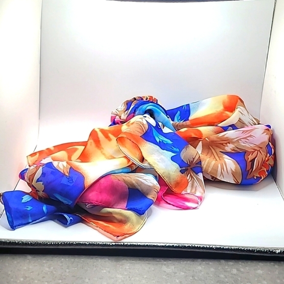 Floral Colorful Lightweight Scarf Summer Spring - Picture 1 of 3
